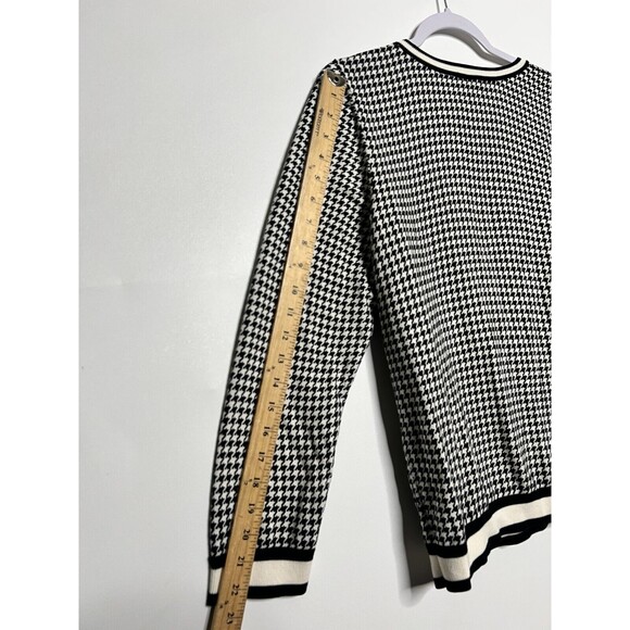 Talbots Cardigan Sweater Womens 1X Black White Houndstooth Button Front  Light - Picture 9 of 11